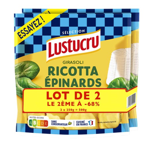 Lustucru Girasoli Ricotta Epinard 2x250g Offre le 2ème à moins 68%