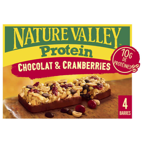 Nature Valley barre de céréales protein chocolat & cranberries 4x40g