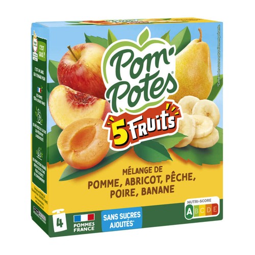 Pom'potes aux cinq fruits jaunes Le pack de 4x90g