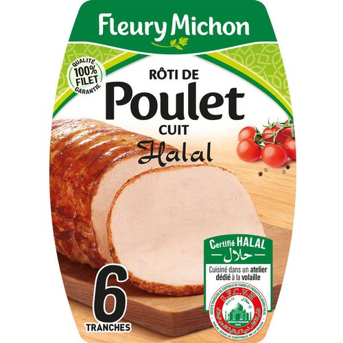 Fleury Michon Rôti de Poulet Cuit Halal Tranche x6 - 180g