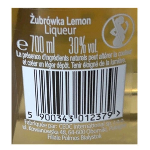 Zubrowka Lemon Vodka 70cl