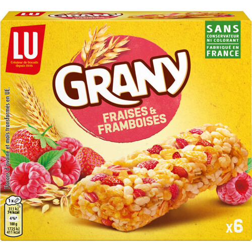LU Grany Barres de céréales Fraises et Framboises 108g