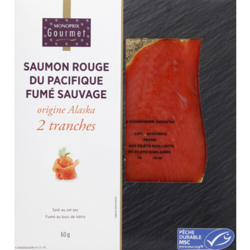 Monoprix Gourmet Saumon Rouge du Pacifique x2 Tranches 60g