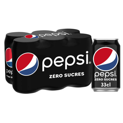 Pepsi - Soda zero sucres au cola - Les 6 canettes de 33cl