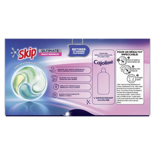 Skip Ultimate 4en1 Lessive Capsule Parfum Hypoallergénique Peaux Sensibles x34 Lavages