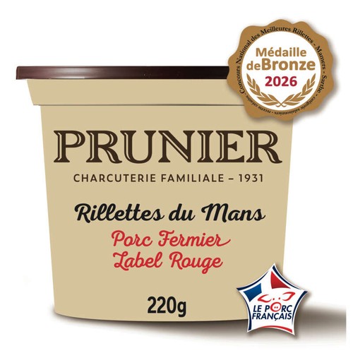 Maison Prunier Rillettes Du Mans De Porc Fermier Français Label Rouge 220g