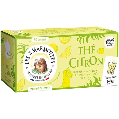 Les 2 Marmottes Thé Citron 30 sachets - 58g