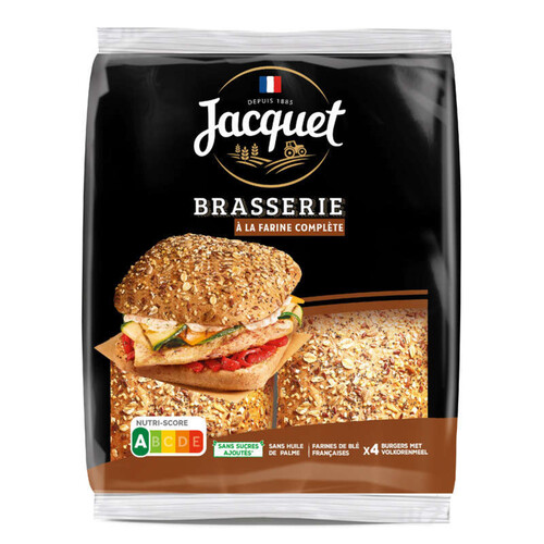 Jacquet Burger Brasserie à la Farine Complète x4 330g