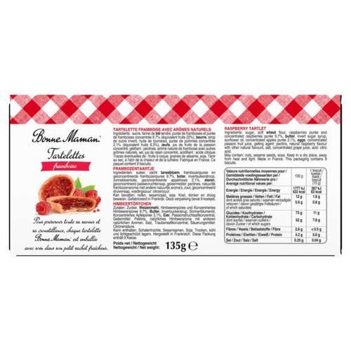 Bonne Maman Tartelettes framboise 135g