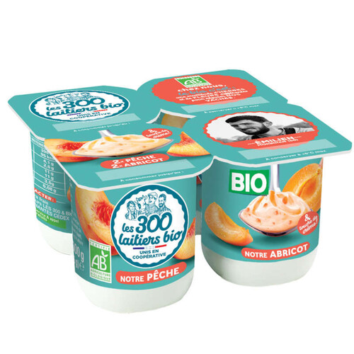 Les 300 &Bio yaourt brassés abricot &pêche 4x125g