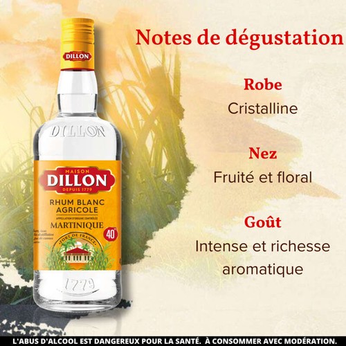 Dillon rhum agricole blanc 43° bouteille de 70cl