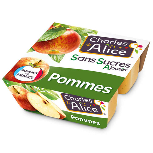 Charles & alice compote de pomme sans sucre ajoutée 4x100g