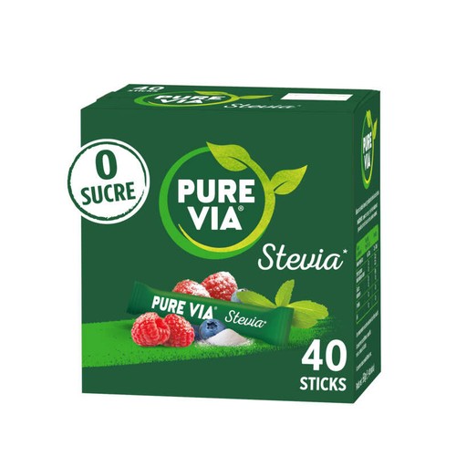 Pure Via Édulcorant Stévia Boîte 40 Sticks