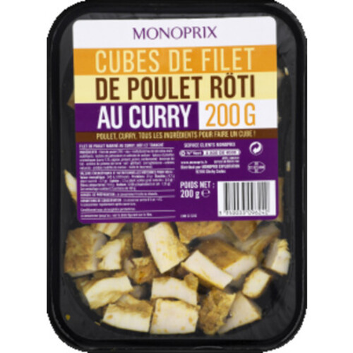 Monoprix Cubes De Filet De Poulet Rôti Au Curry 200G