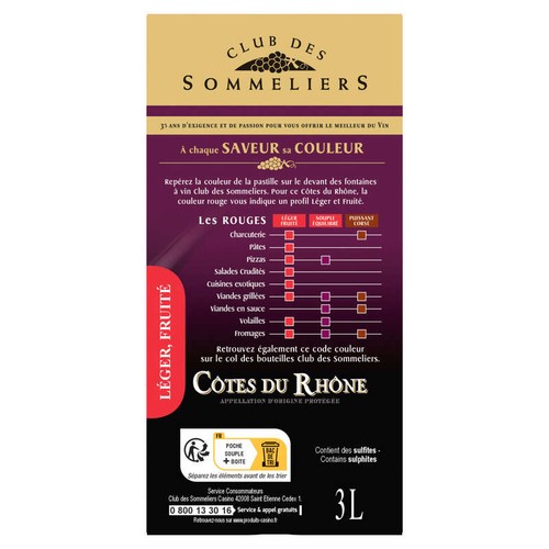 Club des Sommeliers Côte du Rhône Rouge 3L