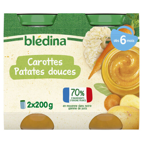 Blédina Pot Carottes Patates douces dès 6 mois 2x200g