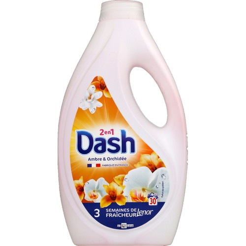 Dash Liquide détergent 2 En1 ambre et orchidée x30 Lavages