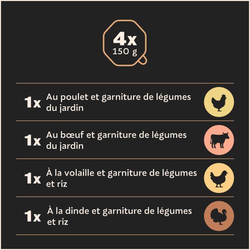 Cesar Barquettes en terrine pour chien au cœur de légumes 4x150g