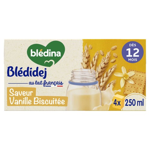 Bledina Blédidej Lait et Céréales Biscuité Vanille Dès 12 Mois 4x250ml
