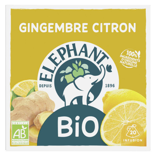 Elephant Mon Infusion Gingembre Citron 20 Sachets Bio 34G