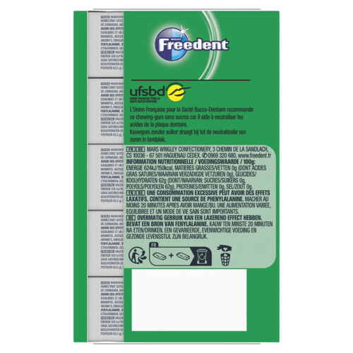 Freedent Chewing-gum Menthe verte sans sucres 70g