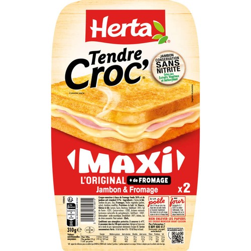 Herta Tendre Croc’ Maxi l’Original  Jambon & fromage x2 - 310g