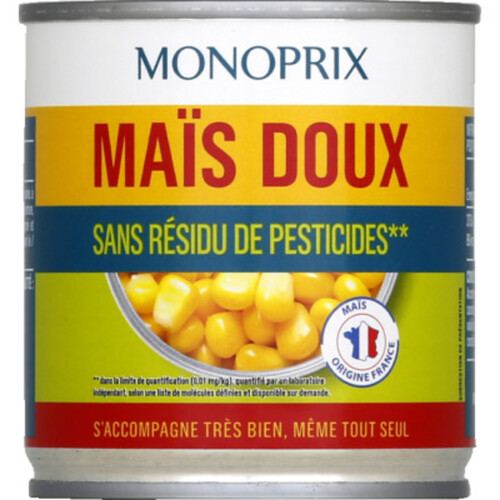 Monoprix maïs doux sans résidus de pesticides 140g