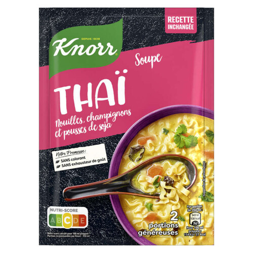 Knorr Soupe Déshydratée Thaï Nouilles Champignons Pousses de Soja 69g