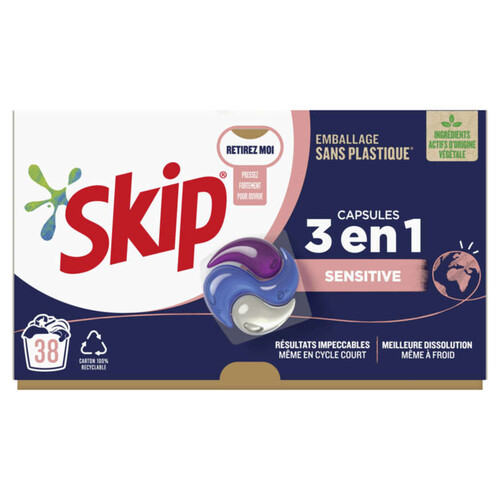 Skip Lessive Capsules 3-En-1 Sensitive x38