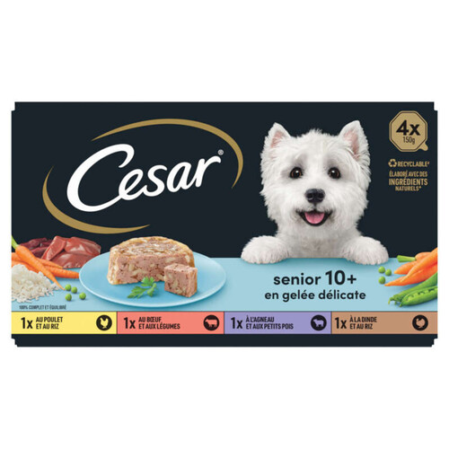 Cesar Barquettes pour chien en gelée 4 variétés senior 4x150g