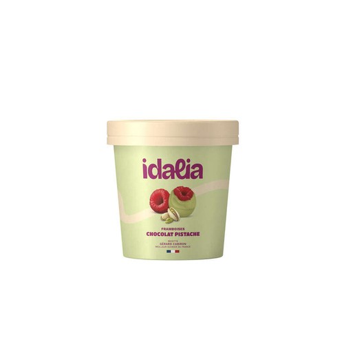 Idalia Framboises enrobées de chocolat blanc et de pistache 150g