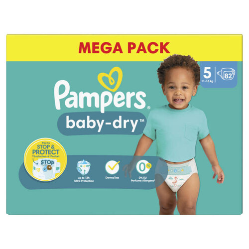 Pampers baby-dry taille 5, 82 couches, 11kg - 16kg
