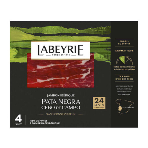 Labeyrie Jambon Pata Negra 24 Mois d'Affinage x4 Tranches Fines