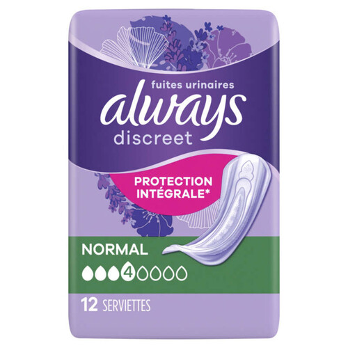 Always Discreet Serviettes Pour Fuites Urinaires normal x12