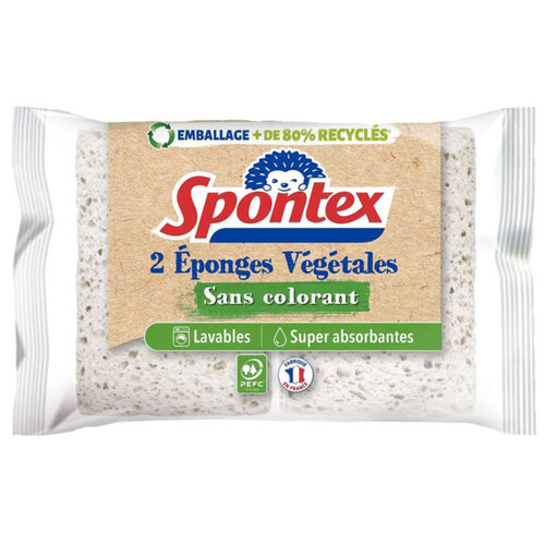 Spontex Eponges Végétales Grattantes-Fibres recyclées x2