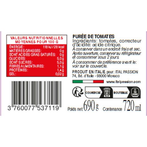 Florelli Purée de tomates Italiennes 700g