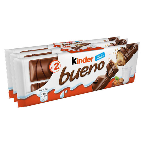 Kinder Bueno Barres Chocolatées Au Lait Et Aux Noisettes 129g