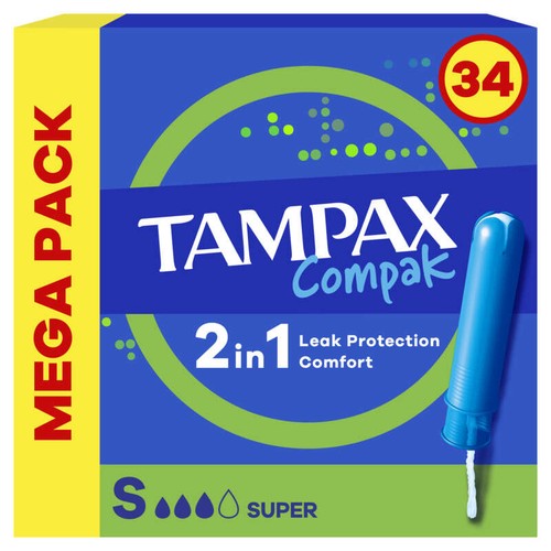 Tampax Compak Super Tampons Avec Applicateur x34