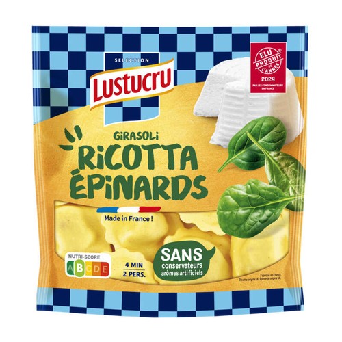 Lustucru Pâtes Fraîches Girasoli Ricotta Épinard le sachet de 250g