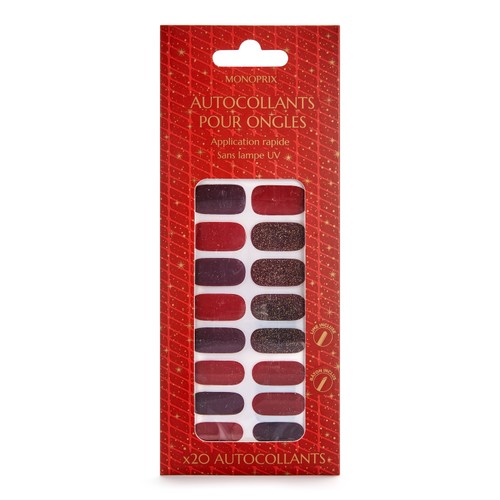 Monoprix Stickers Vernis Bordeaux de Noël 2026