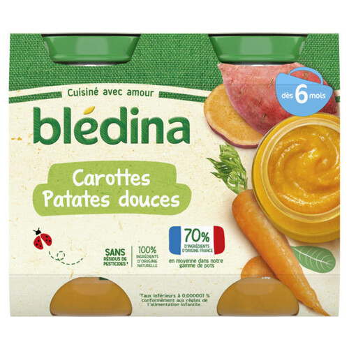 Blédina Pot Carottes Patates douces dès 6 mois 2x200g