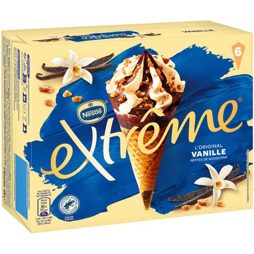 Nestlé Extrême Cônes Vanille & Nougatine x6 426g