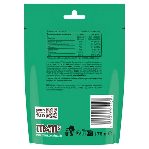 M&M's Minis Bonbons Au Chocolat 176g