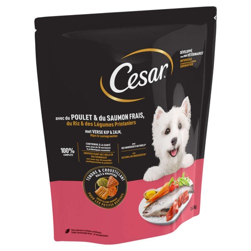 Cesar Croquettes au Poulet, au Saumon, au Riz et aux Légumes pour petit chien adulte 1,4kg