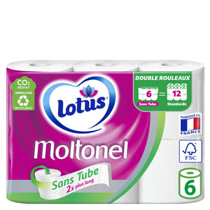 Lotus Papier Toilette Moltonel Sans Tube x6 rouleaux