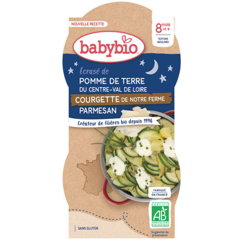 Babybio Bol Bonne Nuit Pomme de Terre Courgette Parmesan 2X200g