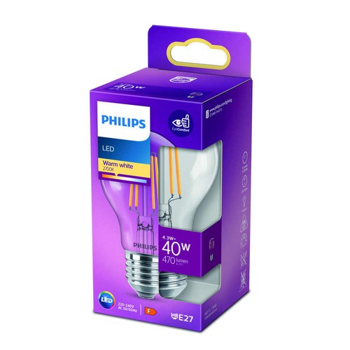Philips Ampoule Led 4,3W 40W E27 Blanc Chaud