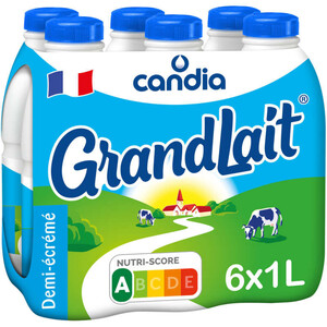 Grandlait lait demi-écrémé stérilisé le pack de 6x1L