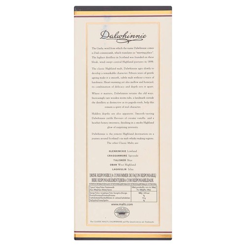 Dalwhinnie Whisky Ecosse Highland Single Malt 15 Ans 43 % Vol. 70cl
