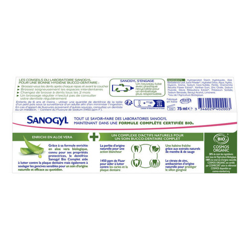 Sanogyl Dentifrice Bio Soin Complet 75ml